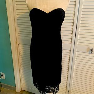 David’s Bridal Black lace strapless dress